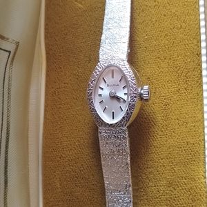 Bulova Lady's Vintage Watch white Gold Filled and Rolled Gold